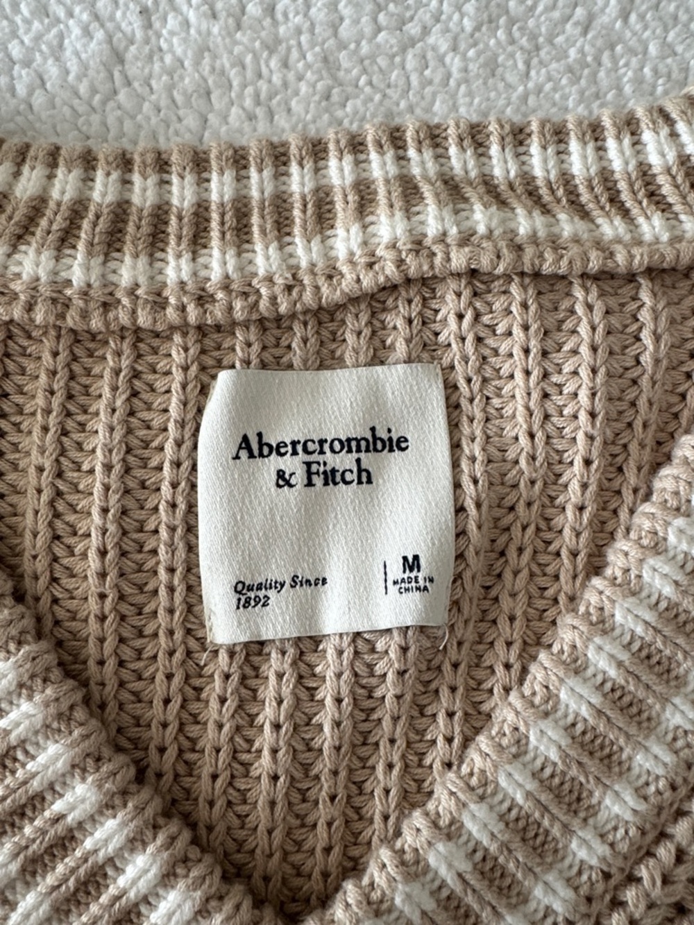 Women’s Cream-Tan V-Neck Knit Sweater - Picture 5 of 5